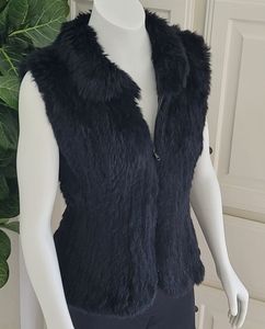 Lord & Taylor Black Rabbit Fur Vest size L/XL